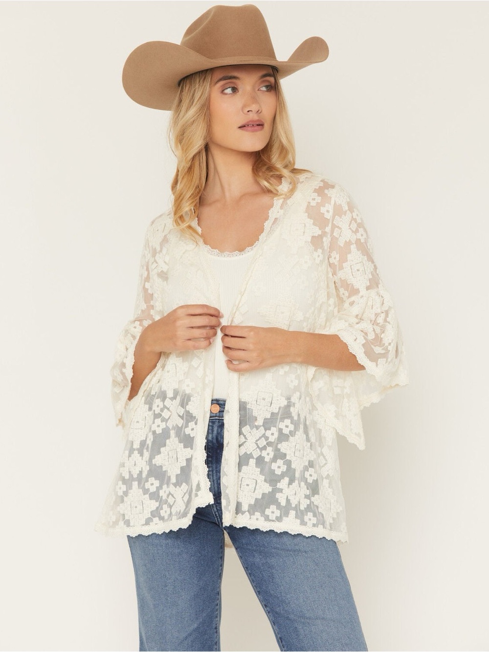 Shyanne Hester lace flutter Kimono